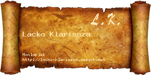Lacko Klarissza névjegykártya